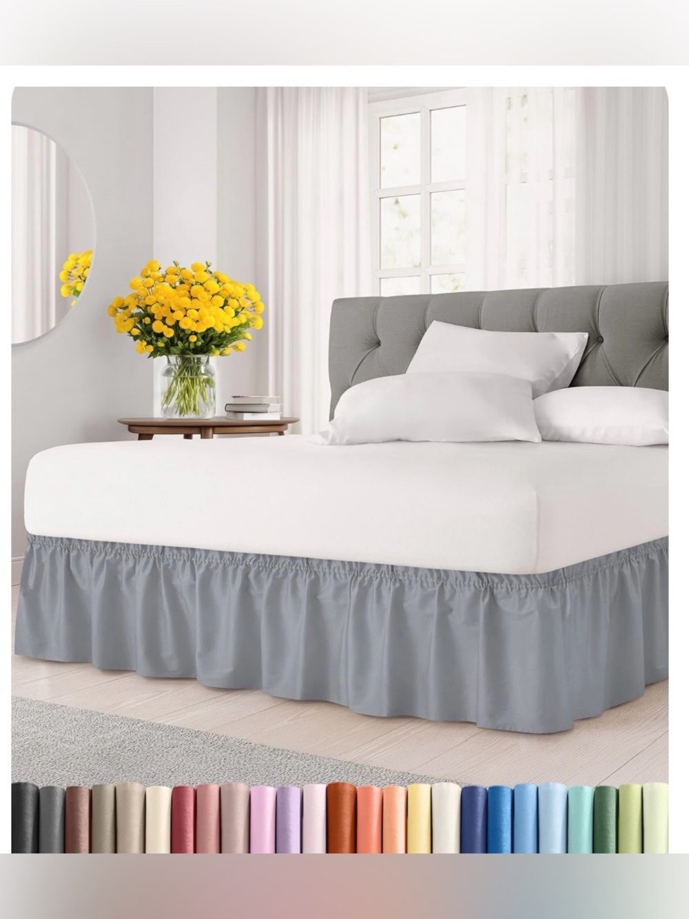 Wrap Around Bed Skirt Dust Ruffle 15” Drop FULL/FULL XL - STEEL BLUE